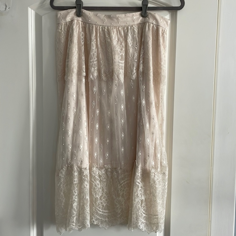 Cream/blush lace skirt